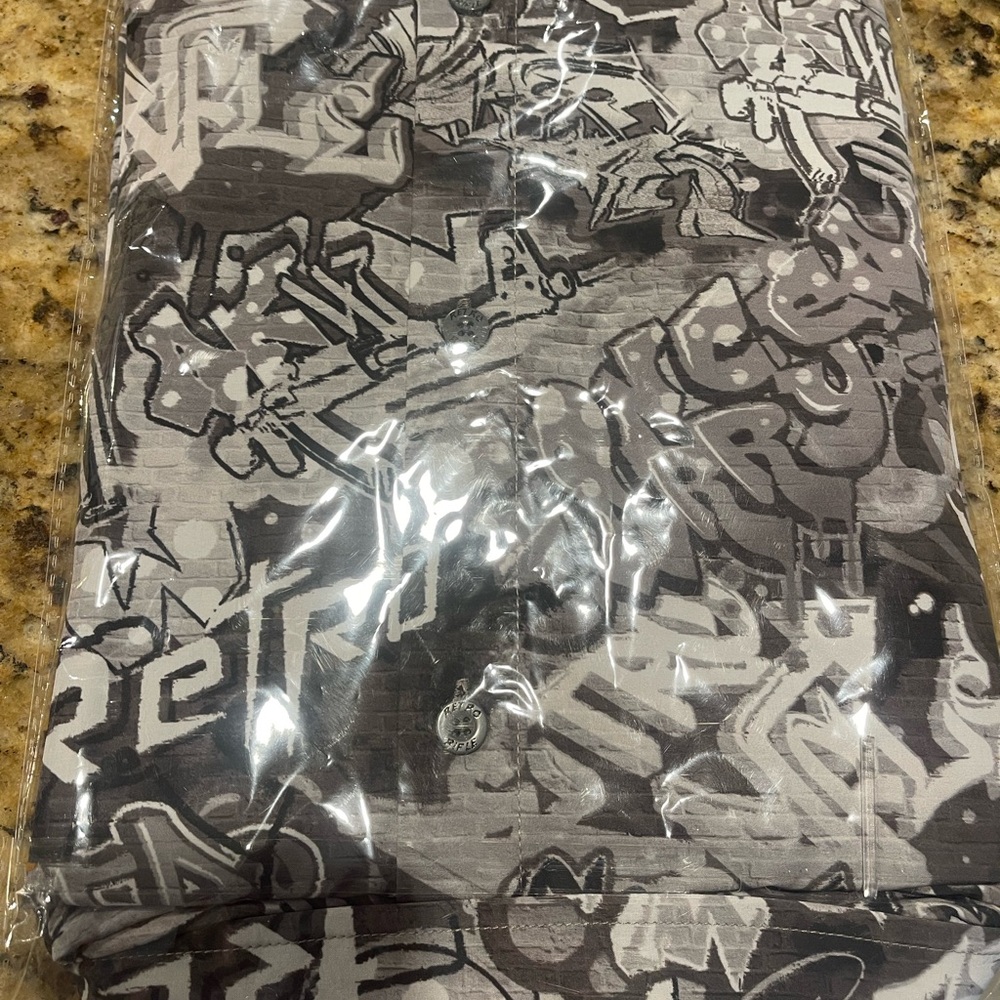 Gray and Black Graphic Print Fabric
